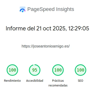 Análsis de pagespeed de la web joseantonioamigo.es