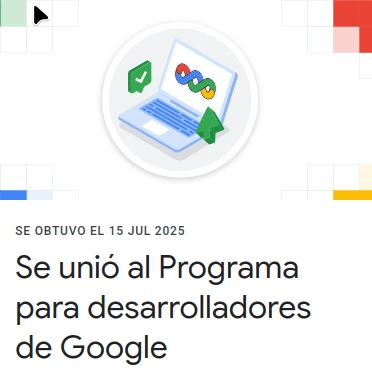 Pertenezco al programa de desarrolladores de Google
